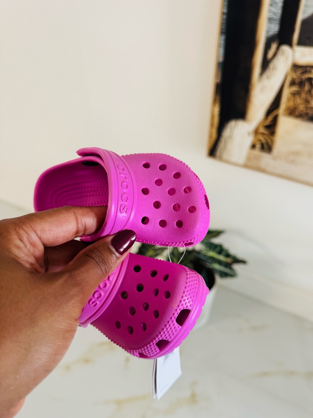 CROCS Kids Hot Pink Classic Clogs with Heel Strap